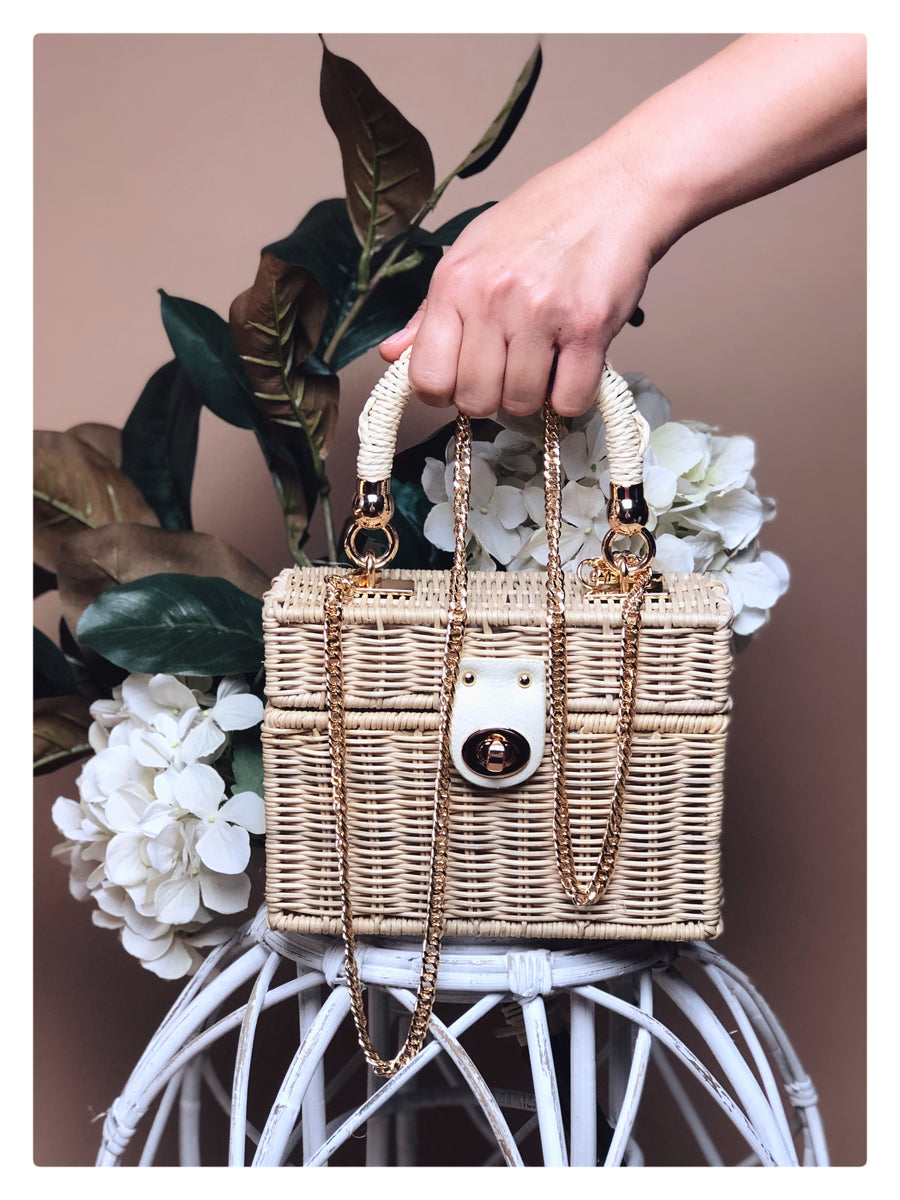 |Golden Ivory Wicker Bag|