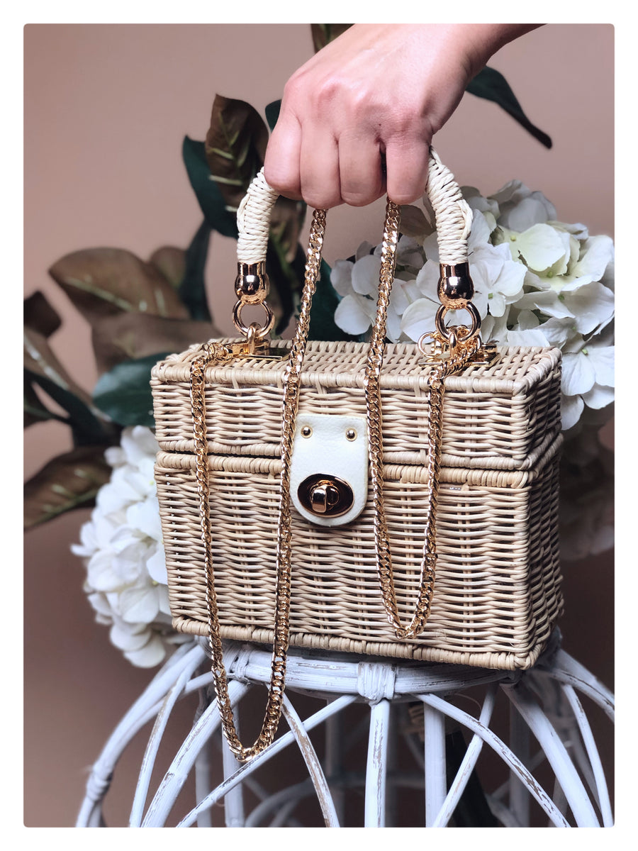 |Golden Ivory Wicker Bag|