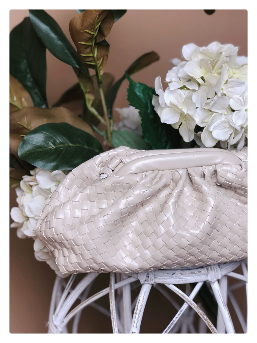 |Soft Leather Ivory Clutch|