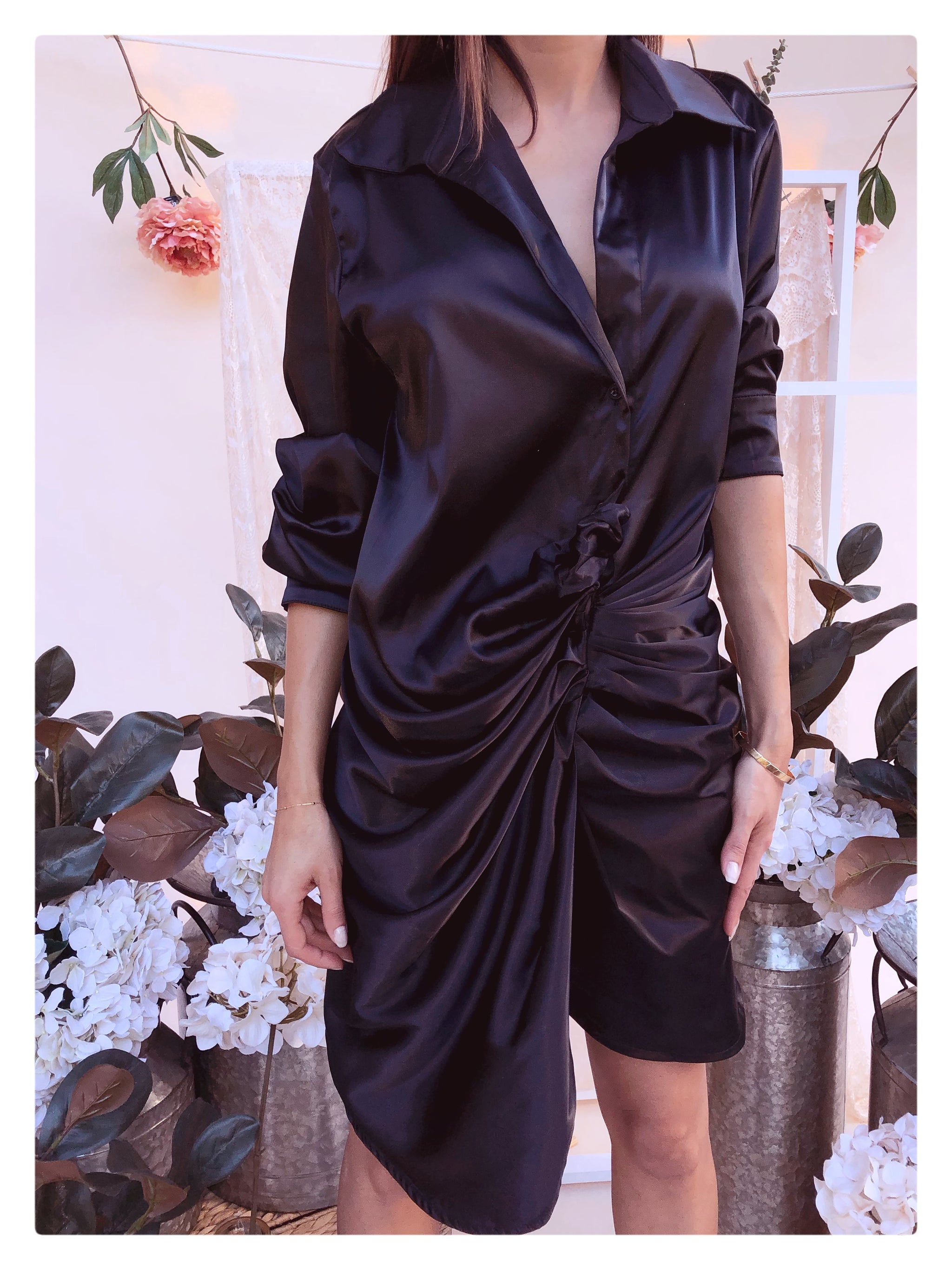 ruched satin shirt dress Amazon.com: HUUSA Women's Belted Ruched Shirt Satin Dresses V Neck Short  Sleeve Maxi Dress Solid High Waist Button Down Formal Dress Apricot S :  Clothing, Shoes & Jewelry